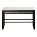 A white rectangular Cal-Mil nesting table with black legs.