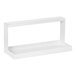 A white rectangular 2-tier counter merchandising shelf.