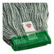 A close-up of a green O-Cedar medium looped end mop head.