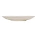 A Cal-Mil ivory round melamine platter with a curved edge on a white surface.