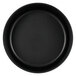 A black round melamine serving bowl with a white background.