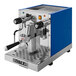 A blue and black Astra Gourmet semi-automatic espresso machine.