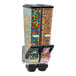 A Server SlimLine wall-mount double canister dry food and candy dispenser with cereal and nuts in the containers.