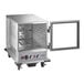 A stainless steel Main Street Equipment heated holding / proofing cabinet with a clear door open.