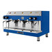 A blue and silver Astra Mega III semi-automatic espresso machine.