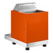 An orange automatic milk and beverage steamer with a stainless steel base and two steam wands.