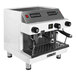 A white and silver Astra Mega II compact espresso machine.