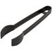 A pair of black plastic tongs.