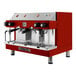 A red and silver Astra Mega II espresso machine.