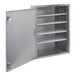 A stainless steel Omnimed narcotics cabinet with shelves and open doors.