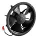 A black 200 mm electric fan with a circular frame and attached wiring, designed for use with Bunn equipment.