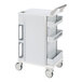 A white Omnimed phlebotomy cart with three drawers on wheels.