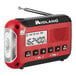 A red and black Midland E+READY emergency weather alert radio.