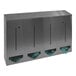 A stainless steel Omnimed PPE dispenser with 4 compartments.