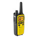A Midland yellow and black walkie talkie with a black handle.
