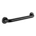 A black metal Lavex grab bar on a white background.