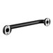 A black metal Lavex grab bar with two holes.