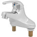 A silver T&S deck mount single lever faucet.