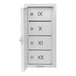 A white metal Omnimed narcotics cabinet with four compartments and black key locks.