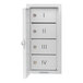 A white metal Omnimed wall-mount cabinet with four compartments.