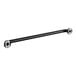 A black metal Lavex grab bar with two holes.