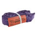 A close-up of a purple and white polyester Lift-All roundsling with a white band.