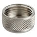 A silver metal Ateco coupler nut with a textured pattern.