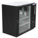 A black Beverage-Air back bar refrigerator with glass doors.