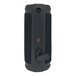 A close up of a black Morpheus 360 Sound Stage portable speaker with a button.