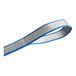 A blue and white Lift-All Tuff-Edge flat eye & eye polyester web sling with a blue stripe.
