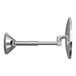 A simplehuman round stainless steel wall-mounted sensor mirror with a metal frame.