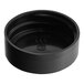 A close-up of a black 33/400 smooth plastic lid.