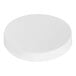 A white round lid with a smooth surface.