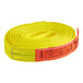 A yellow Lift-All polyester strap with red label and flat eyes.