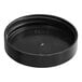 A black plastic cap with a smooth surface and no lining.