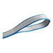 A blue and white Lift-All Tuff-Edge polyester strap with blue stripes and flat eyes.