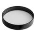 A black round container with a 58/400 smooth black lid with a white foam liner on it.