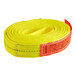 A yellow Lift-All polyester web sling with a label.
