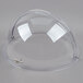 A clear plastic dome with a silver handle for a Tablecraft round roll top lid.