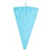 A blue plastic pastry bag with a cone-shaped tip.