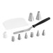 A white rectangular Ateco cake decorating tool set with a black handle.