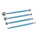 Ateco 4-piece blue and silver metal ball tool set.