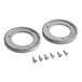 Two round metal rings with holes and screws.