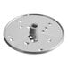 A silver circular AvaMix grating / shredding disc with holes.