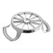 A stainless steel Choice apple corer and slicer with handles.