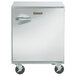 A small silver Traulsen undercounter refrigerator with a stainless steel handle.