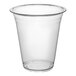 A clear plastic cup with a rim.