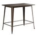 A Lancaster Table & Seating rectangular copper bar height table with a metal frame.