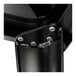 A Lancaster Table & Seating black metal rectangular table corner with silver screws.