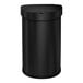 A matte black semi-round simplehuman sensor trash can with a black lid.